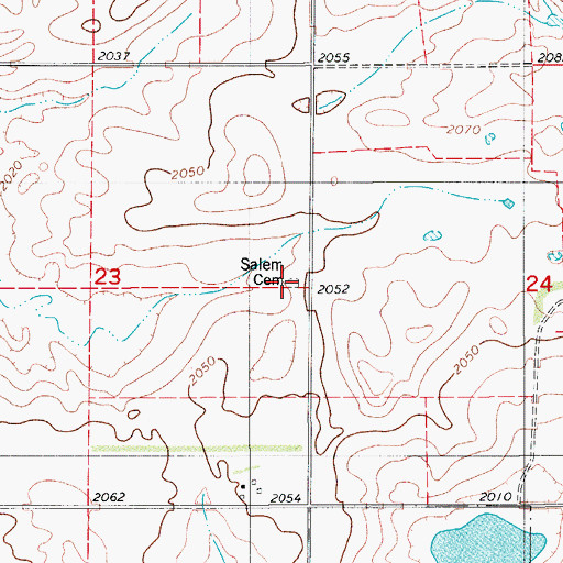Topographic Map of Salem Cemetery, ND