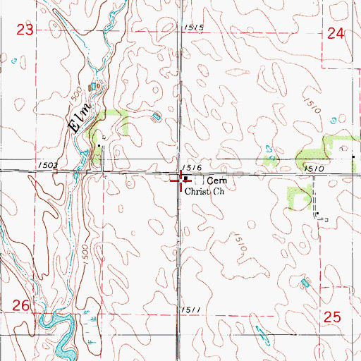 Topographic Map of Christ Church, ND