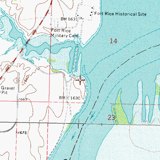 Topographic Map of Fort Rice Recreation Area, ND