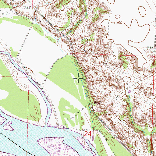 Topographic Map of Sandstone Bluffs (historical), ND