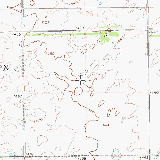 Topographic Map of Baconville (historical), ND