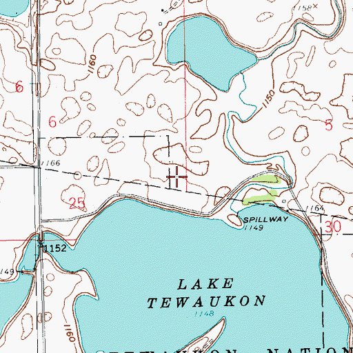 Topographic Map of Tewaukon (historical), ND