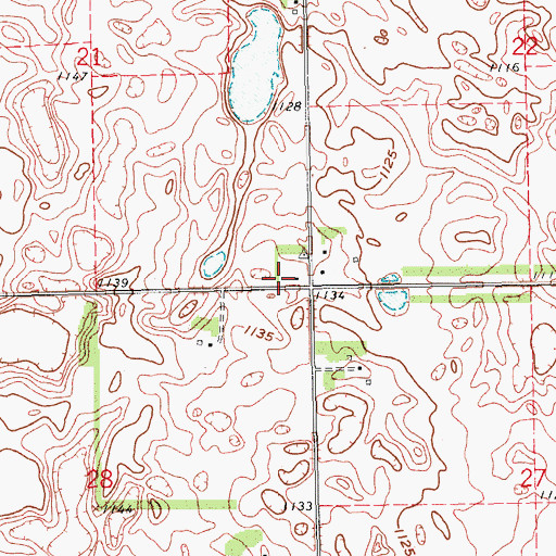 Topographic Map of Liberty Town Hall, ND