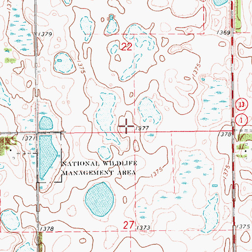 Topographic Map of Ovid Town Hall, ND