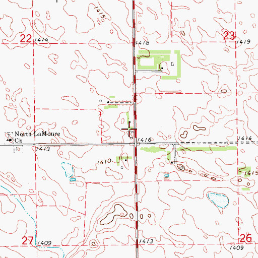 Topographic Map of Litchville Town Hall, ND