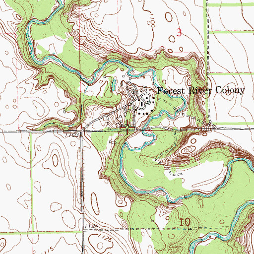 Topographic Map of Forest River Colony Cemetery, ND