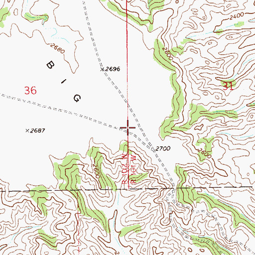 Topographic Map of Big Plateau, ND