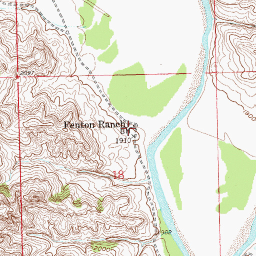 Topographic Map of Fenton Ranch, ND