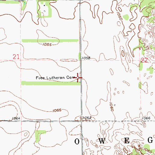 Topographic Map of Free Lutheran Cemetery, ND
