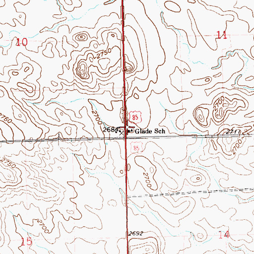 Topographic Map of Glade School, ND