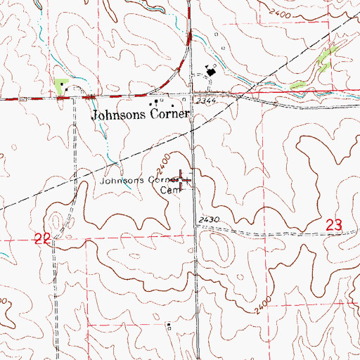 Topographic Map of Johnsons Corner Cemetery, ND
