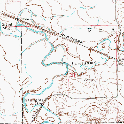 Topographic Map of Lonesome Creek, ND