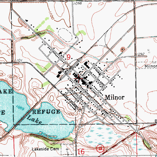 Topographic Map of Milnor, ND