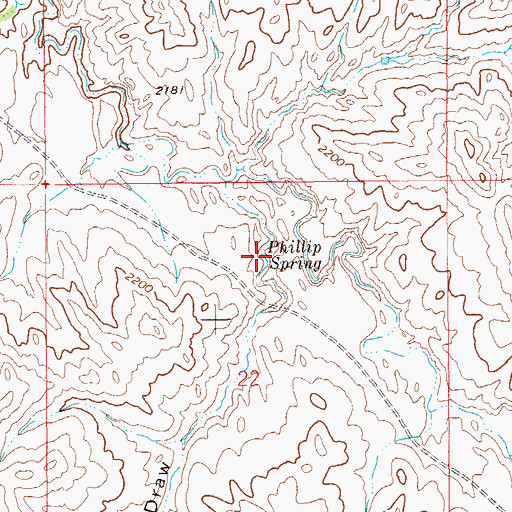 Topographic Map of Phillip Spring, ND