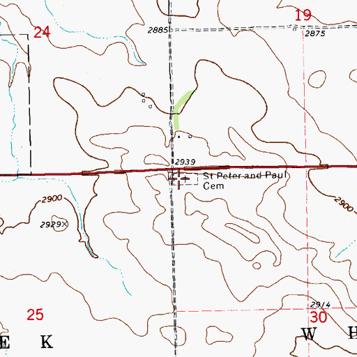 Topographic Map of Saints Peter and Paul Catholic Cemetery, ND