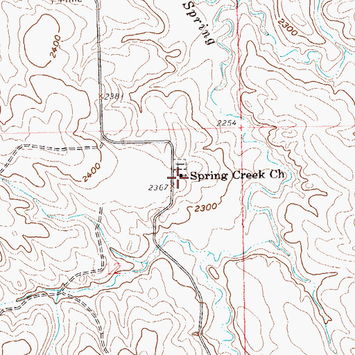 Topographic Map of Spring Creek Church, ND