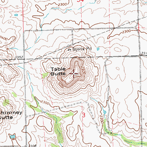 Topographic Map of Table Butte, ND