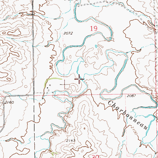 Topographic Map of West Branch Charbonneau Creek, ND