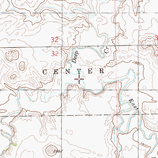 Topographic Map of West Fork Deep Creek, ND