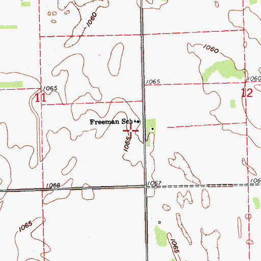 Topographic Map of Freeman Town Hall, ND