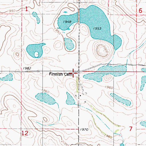 Topographic Map of Finnish Cemetery, ND