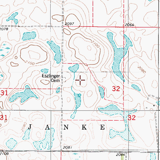 Topographic Map of Eslinger Family Cemetery, ND