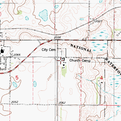 Topographic Map of Church Camp, ND