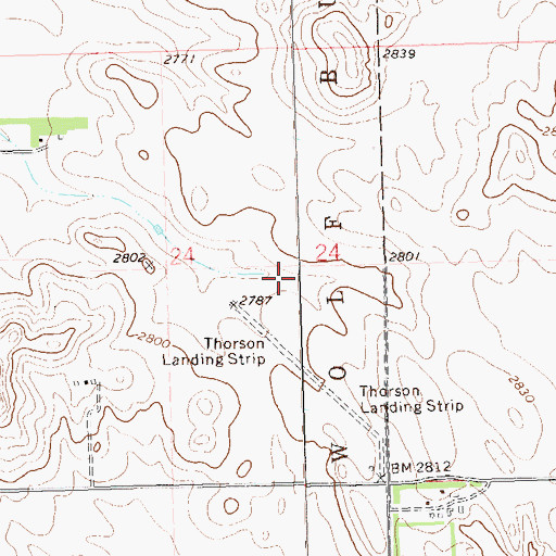 Topographic Map of Thorson Landing Strip (historical), ND