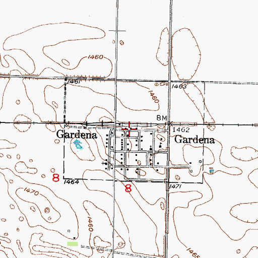 Topographic Map of City of Gardena, ND