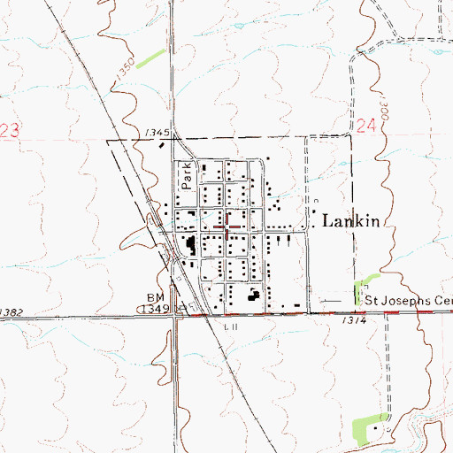 Topographic Map of City of Lankin, ND