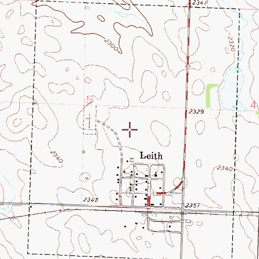 Topographic Map of City of Leith, ND