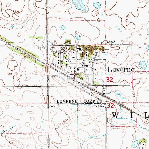 Topographic Map of City of Luverne, ND
