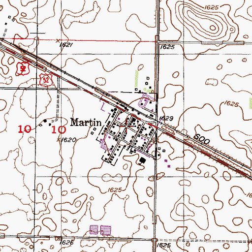 Topographic Map of City of Martin, ND