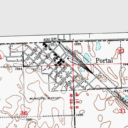 Topographic Map of City of Portal, ND