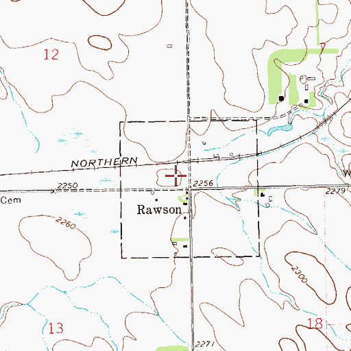 Topographic Map of City of Rawson, ND