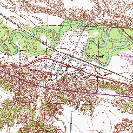 Topographic Map of City of Sawyer, ND