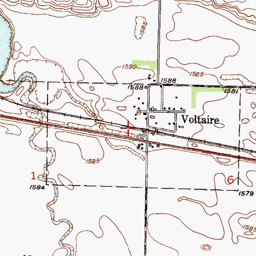 Topographic Map of City of Voltaire, ND