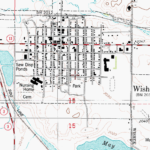 Topographic Map of City of Wishek, ND