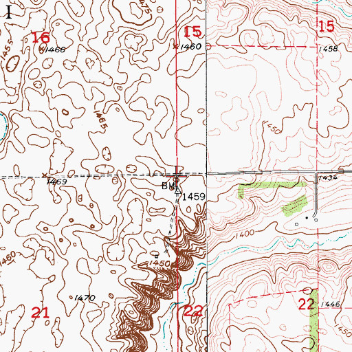 Topographic Map of Township of Ypsilanti, ND