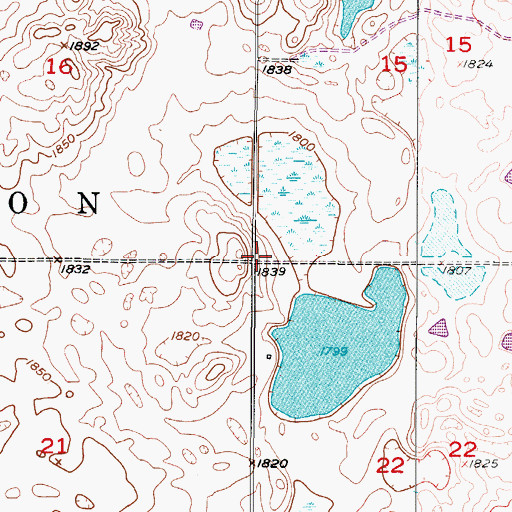 Topographic Map of Township of Peterson, ND