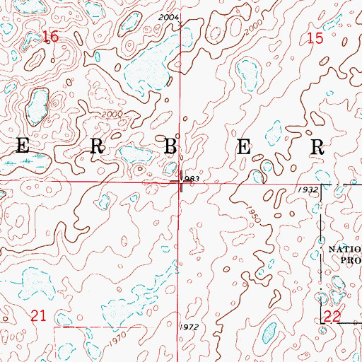 Topographic Map of Township of Gerber, ND
