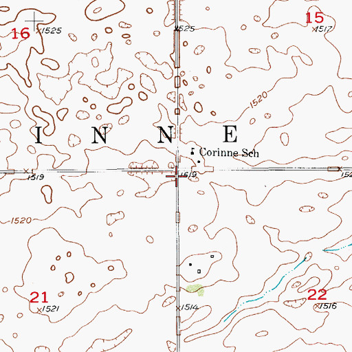 Topographic Map of Township of Corinne, ND
