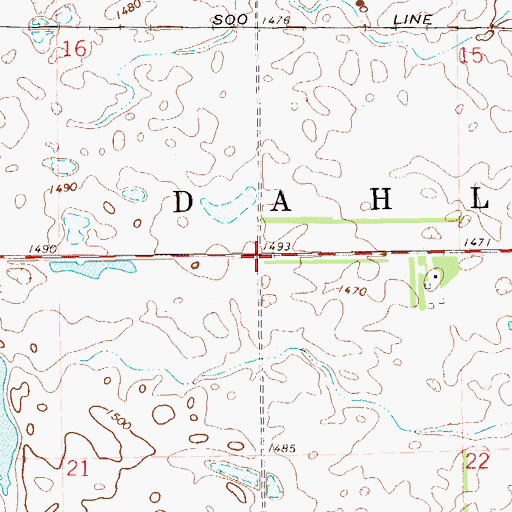 Topographic Map of Township of Dahlen, ND