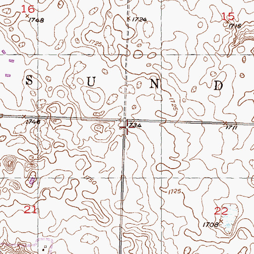 Topographic Map of Township of Sundre, ND