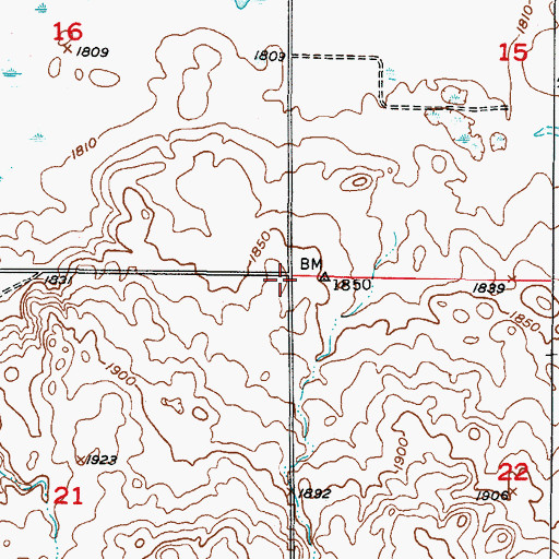 Topographic Map of Township of Valley, ND