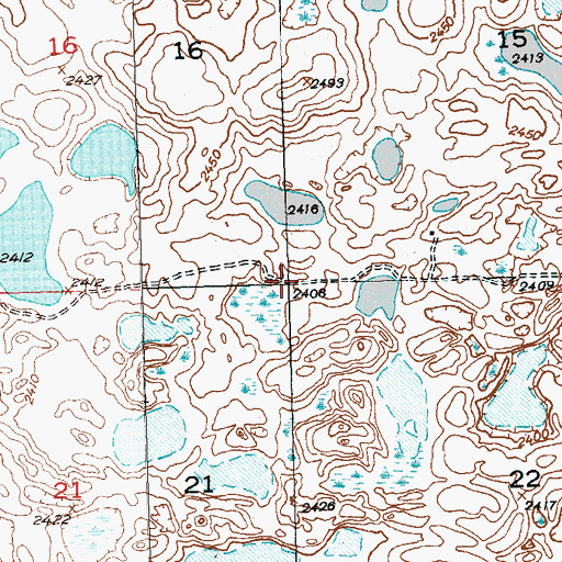 Topographic Map of Township of Leaf Mountain, ND