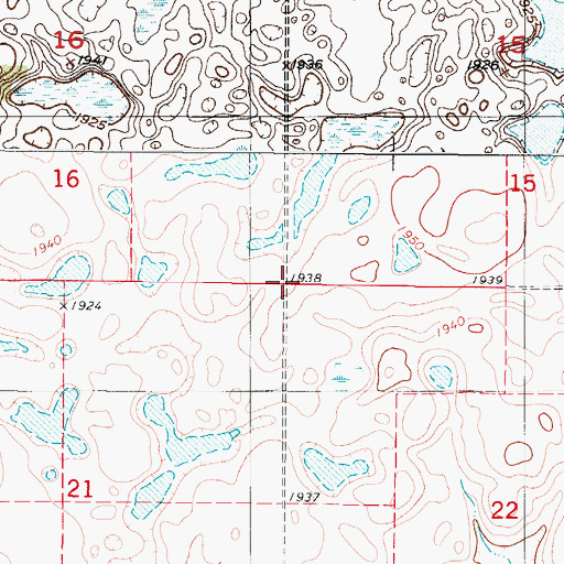 Topographic Map of Township of Progress, ND
