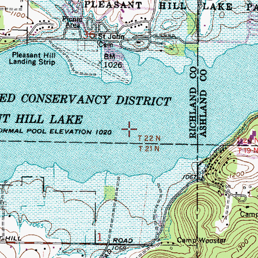 Topographic Map of Pleasant Hill Lake, OH