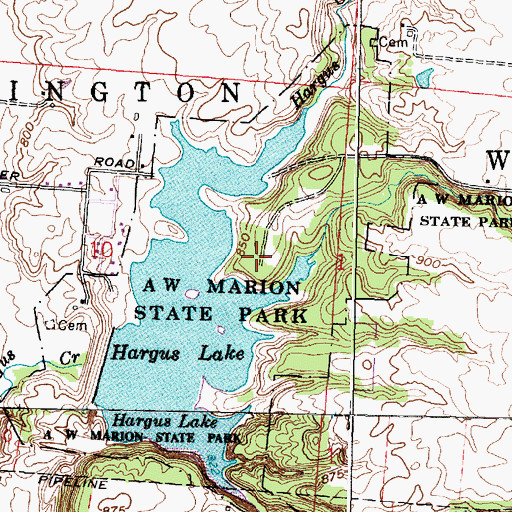 Topographic Map of A W Marion State Park, OH