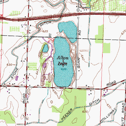Topographic Map of Albon Lake, OH